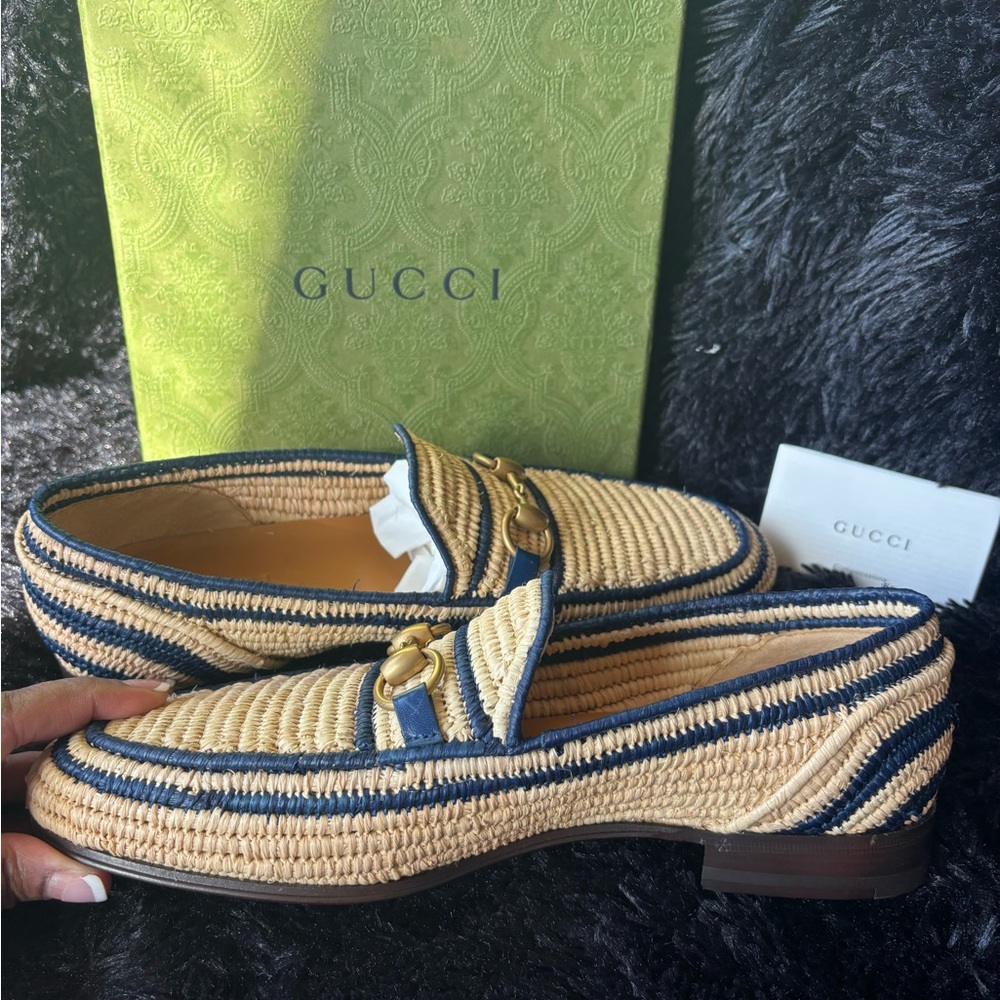 Gucci Men Natural Beige Raffia Horsebit Casual Loafer - Picture 5 of 11